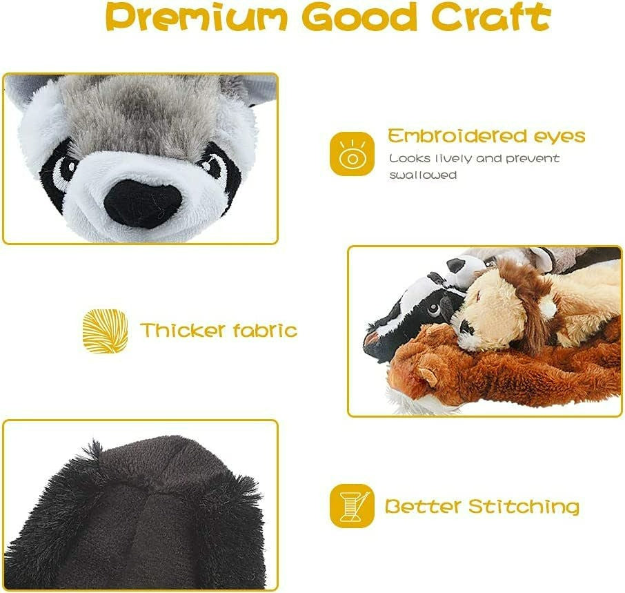 Dog Squeaky Toys; No Stuffing Plush Chew Toy for Small Medium Dogs Puppy Aggressive Chewers Large Breed; 5 Pack Cute Animal; Tough Durable Teething Interactive Gift