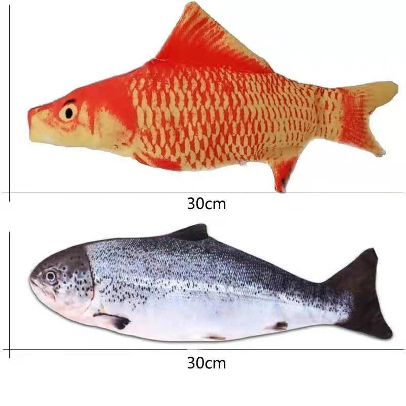 Cat Toy Flopping Fish Cat Toy With Realistic Tail Wagging; Interactive Plush Chewing Toy For Cats