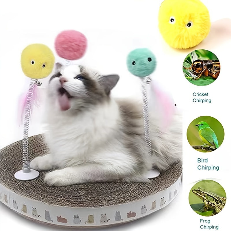 pack of 3; Cat Fluffy Toys Interactive Ball Catnip Cat Training Toy; Pet Playing Ball Squeaky Torch Sound Toy