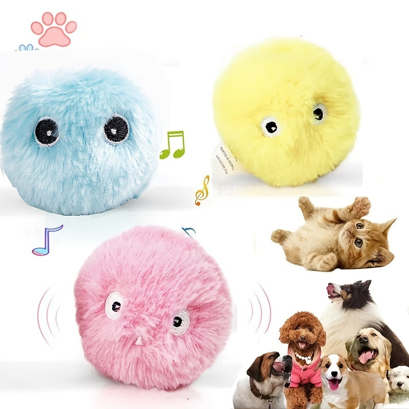 pack of 3; Cat Fluffy Toys Interactive Ball Catnip Cat Training Toy; Pet Playing Ball Squeaky Torch Sound Toy