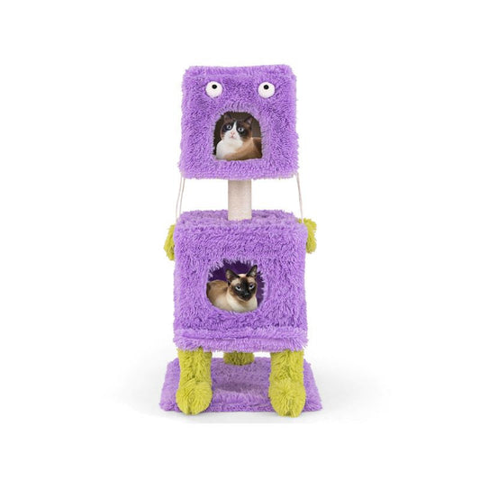 Cartoon Shape Themed Cat Tower with Soft Long Plush Decor