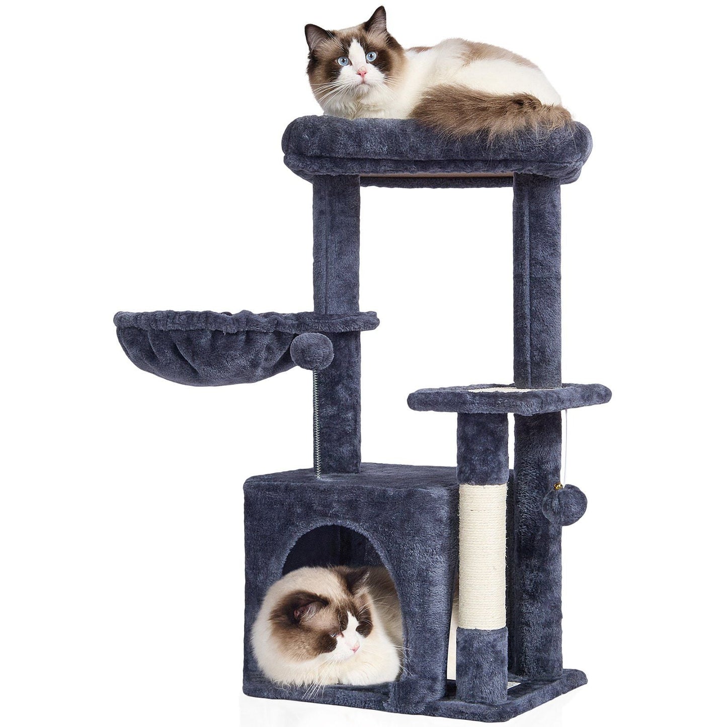 VEVOR Cat Tree 31.4" Cat Tower with Cat Condo Sisal Scratching Post Dark Grey