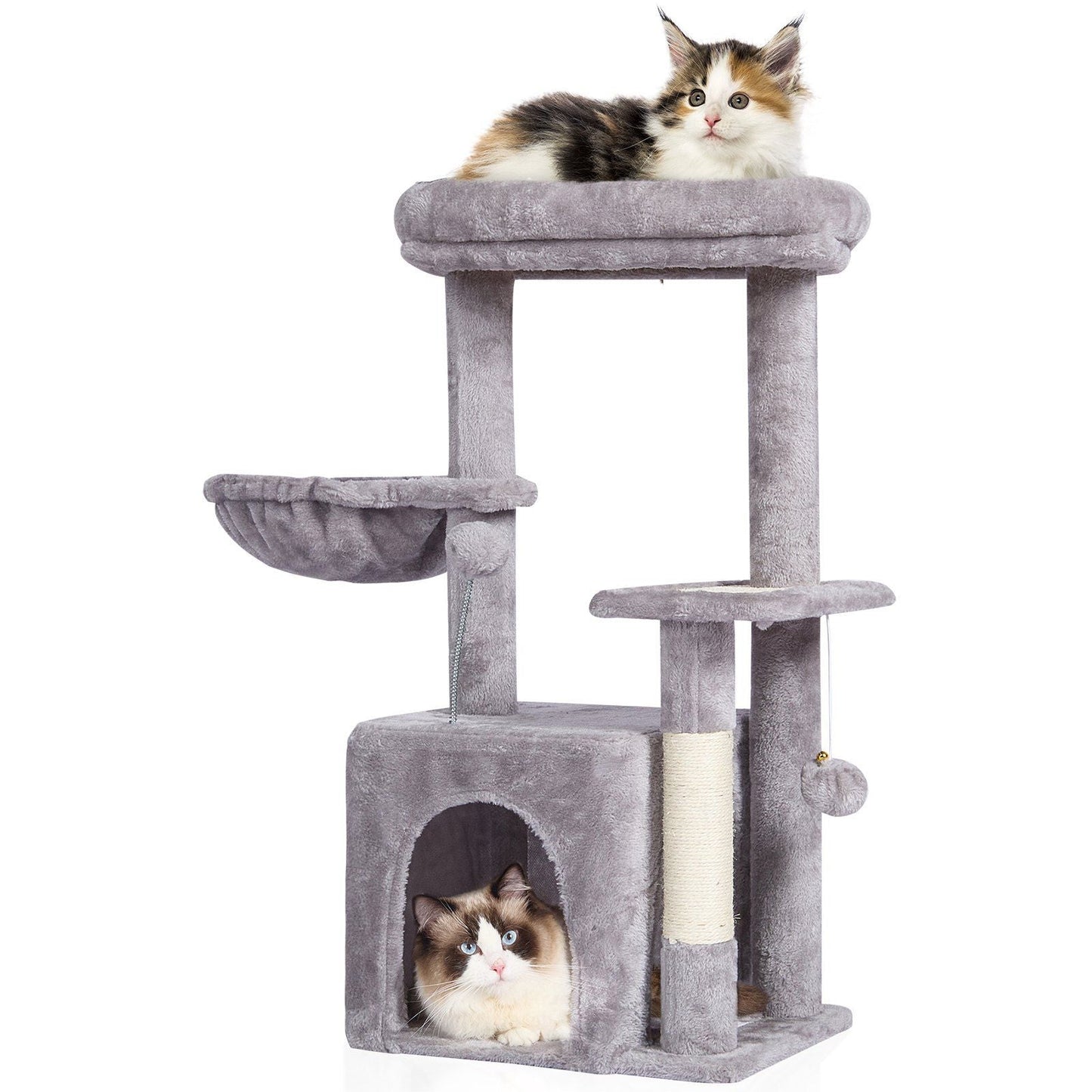 VEVOR Cat Tree 31.4" Cat Tower with Cat Condo Sisal Scratching Post Light Grey