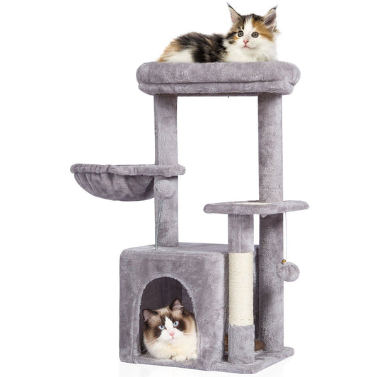 VEVOR Cat Tree 31.4" Cat Tower with Cat Condo Sisal Scratching Post Light Grey
