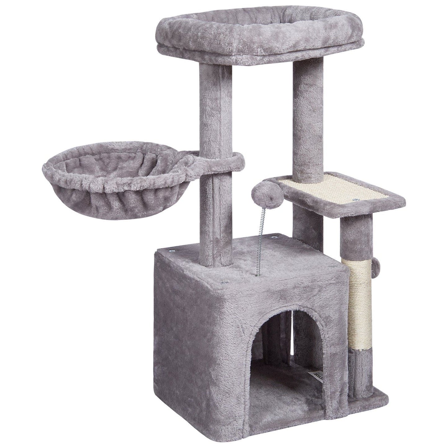 VEVOR Cat Tree 31.4" Cat Tower with Cat Condo Sisal Scratching Post Light Grey