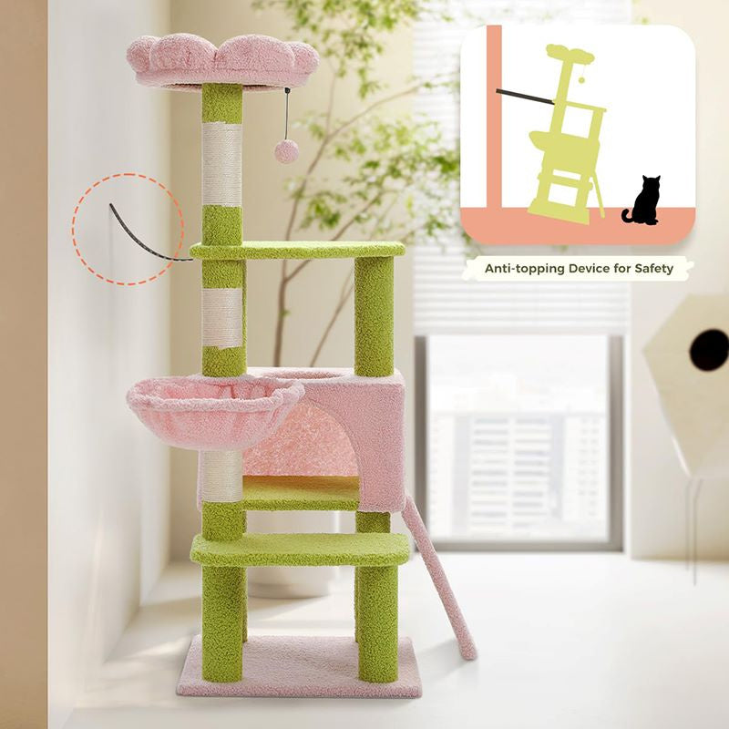 47.2" Multi-Level Cat Tower with Sisal Covered Scratching Posts