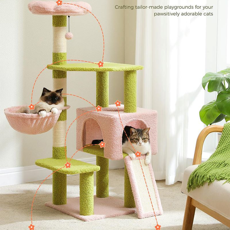 47.2" Multi-Level Cat Tower with Sisal Covered Scratching Posts