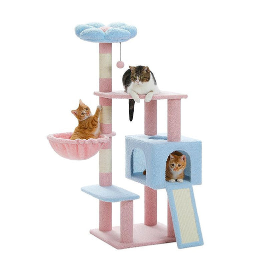 47.2" Multi-Level Cat Tower with Sisal Covered Scratching Posts