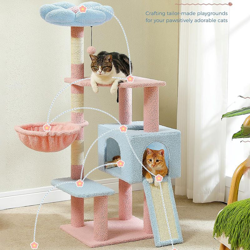 47.2" Multi-Level Cat Tower with Sisal Covered Scratching Posts