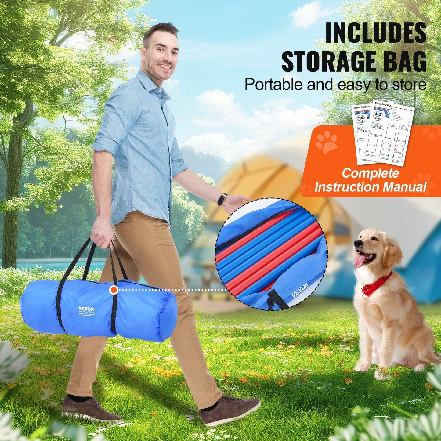 VEVOR Dog Agility Training Equipment 4 PCS Set with Hurdles Jump Ring Pause Box