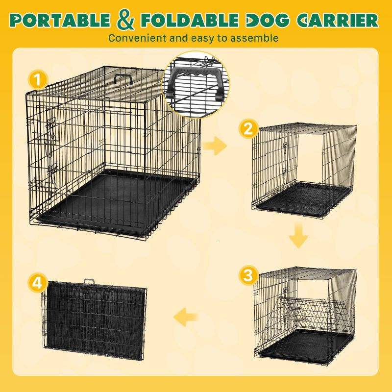 Portable Dog Cage with Divider for Indoor & Outdoor